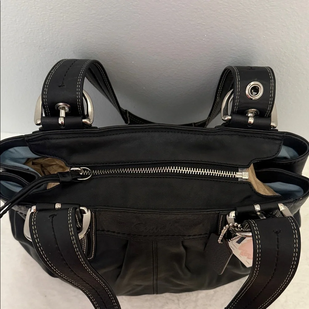 Coach Vintage SoHo Pleated Black Smooth Leather Handbag EUC - Picture 8 of 10